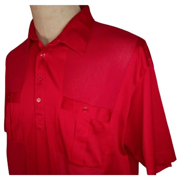 Alan Stuart Polo Shirt Mens XL Red Banded Waist Mesh Panel Casual Vintage 80s - Picture 6 of 10